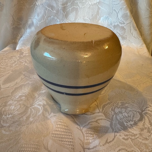Vintage Stoneware  Blue Striped Crock Pottery Buttermilk Pitcher - Picture 8 of 9